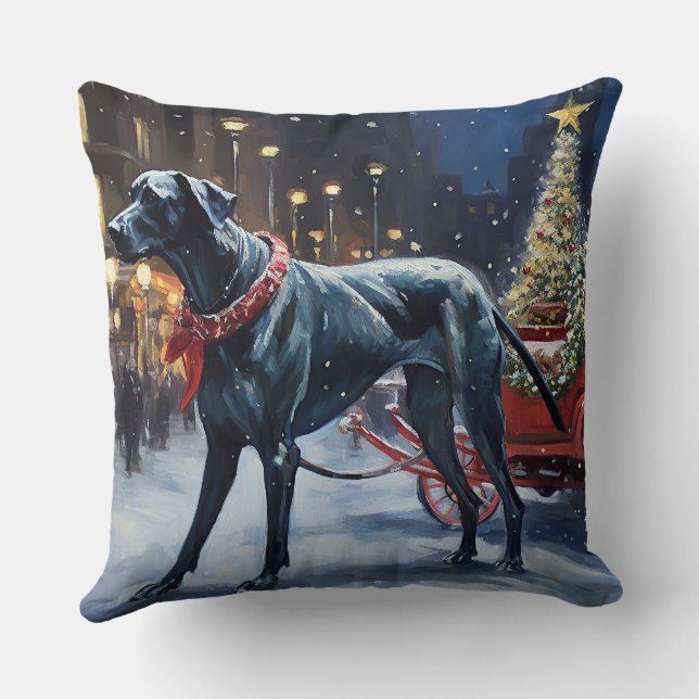 Great Dane Kerstfeest Seizoen Kussen (Achterkant)