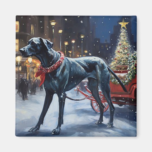 Great Dane Kerstfeest Seizoen Magneet (Voorkant)