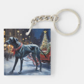 Great Dane Kerstfeest Seizoen Sleutelhanger (Achterkant)