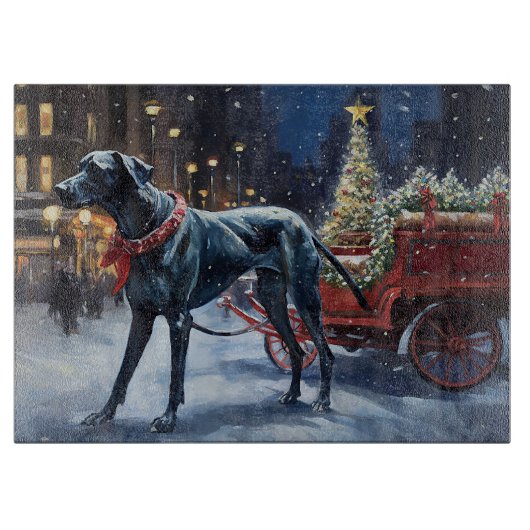 Great Dane Kerstfeest Seizoen Snijplank (Voorkant)
