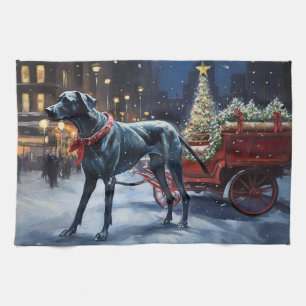 Great Dane Kerstfeest Seizoen Theedoek