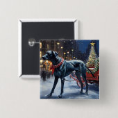 Great Dane Kerstfeest Seizoen Vierkante Button 5,1 Cm (Voorkant /achterkant)