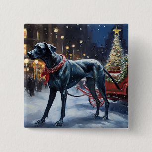 Great Dane Kerstfeest Seizoen Vierkante Button 5,1 Cm