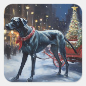 Great Dane Kerstfeest Seizoen Vierkante Sticker (Voorkant)