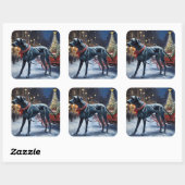 Great Dane Kerstfeest Seizoen Vierkante Sticker (Vel)