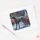Great Dane Kerstfeest Seizoen Vierkante Sticker (Envelop)