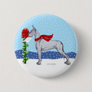 Great Dane KerstMail Blue Ronde Button 5,7 Cm