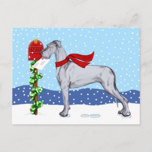 Great Dane KerstMail Blue UC Feestdagenkaart (Voorkant)