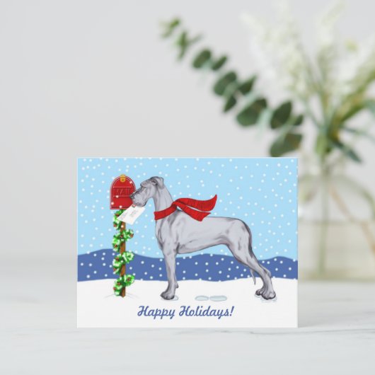 Great Dane KerstMail Blue UC Kaart (Staand voorkant)
