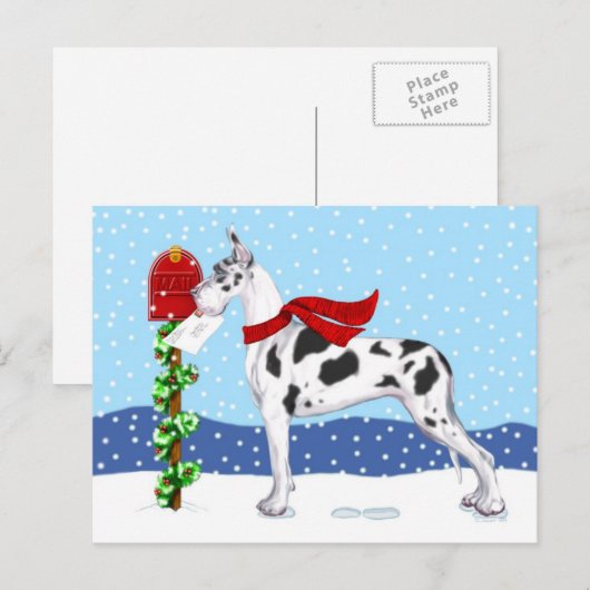 Great Dane KerstMail Harlequin Feestdagenkaart (Voorkant / Achterkant)