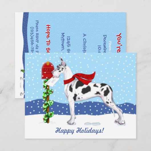 Great Dane KerstMail Harlequin Kaart (Voorkant / Achterkant)