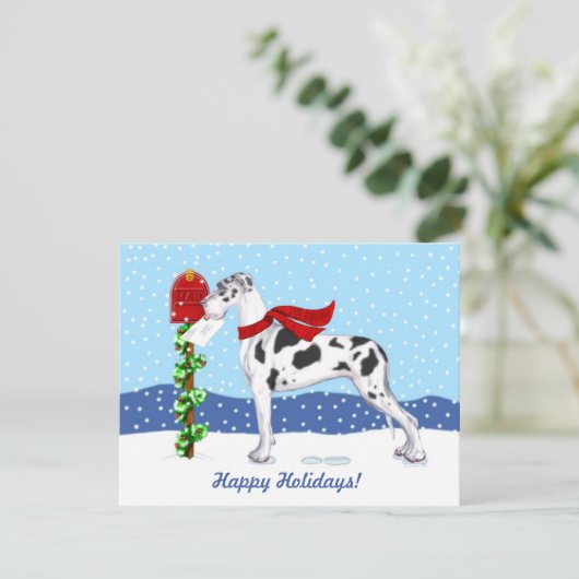 Great Dane KerstMail Harlequin UC Kaart (Staand voorkant)