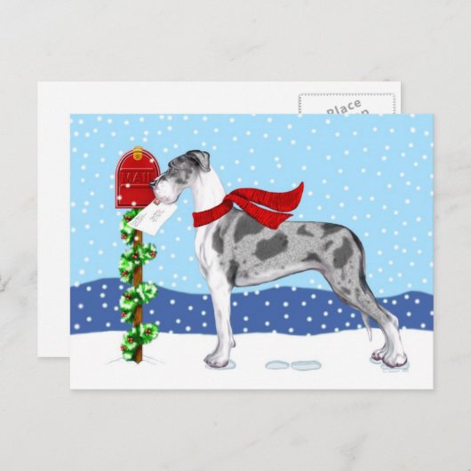 Great Dane KerstMail Merle UC Feestdagenkaart (Voorkant / Achterkant)