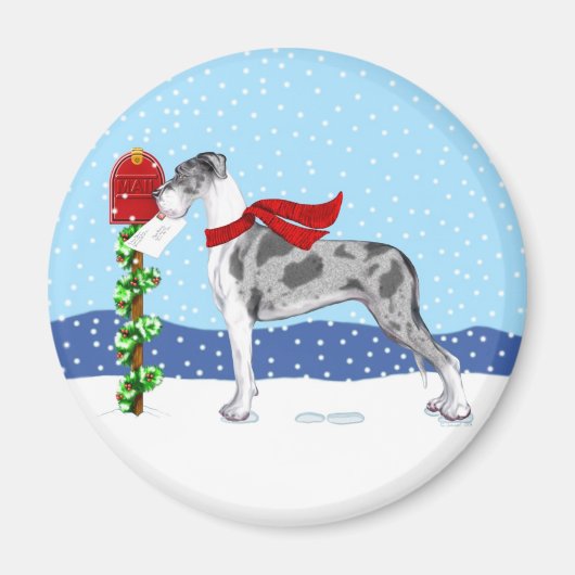 Great Dane KerstMail Merle UC Magneet (Voorkant)