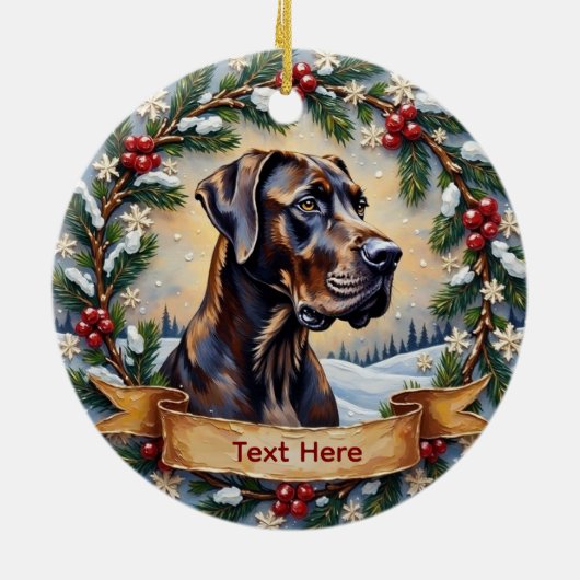 Great Dane Kerstmis Keramisch Ornament (Achterkant)