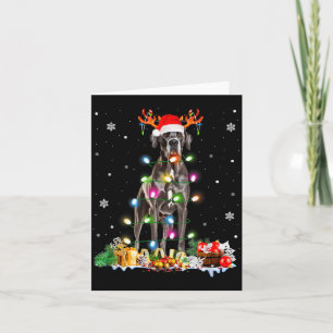 Great Dane Kerstmis Sinterklaas Hoed Fee Lichtjes Kaart