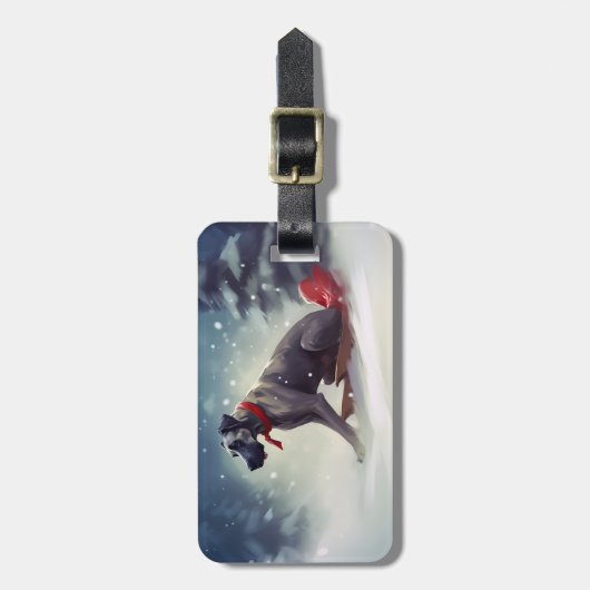 Great Dane Kerstmis sneeuw winter Bagagelabel (Voorkant verticaal)