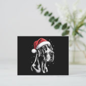 Great Dane Kerstmuts Zwart Wit Kerstmis Sneeuw Feestdagenkaart (Staand voorkant)
