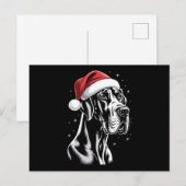 Great Dane Kerstmuts Zwart Wit Kerstmis Sneeuw Feestdagenkaart (Voorkant / Achterkant)
