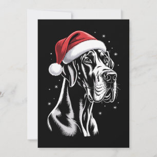 Great Dane Kerstmuts Zwart Wit Kerstmis Sneeuw Kaart