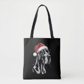 Great Dane Kerstmuts Zwart Wit Kerstmis Sneeuw Tote Bag (Voorkant)