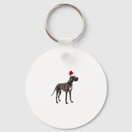 Great Dane Kerstvakantie Licht (1) Sleutelhanger (Voorkant)