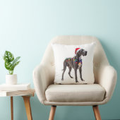 Great Dane Kerstvakantie Licht (3) Kussen (Stoel)