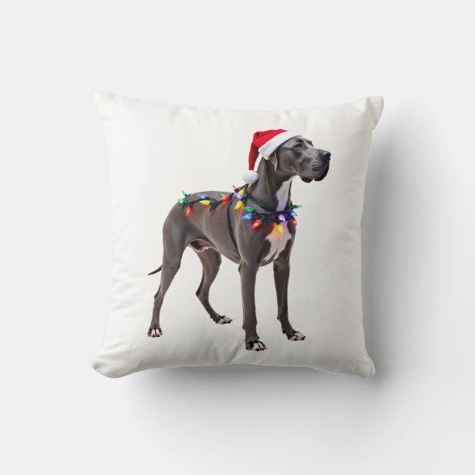 Great Dane Kerstvakantie Licht (3) Kussen (Voorkant)