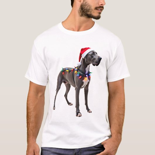 Great Dane Kerstvakantie Licht  (3) T-shirt (Voorkant)