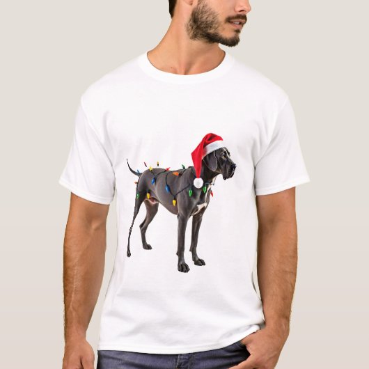 Great Dane Kerstvakantie Licht  (4) T-shirt (Voorkant)