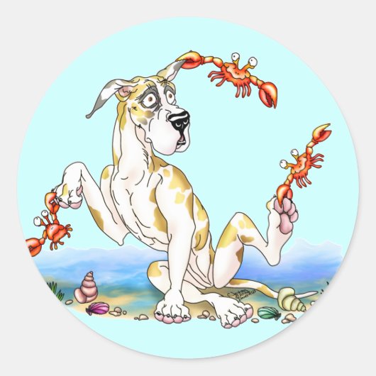 Great Dane Kinda Crabby Fawnequin Ronde Sticker (Voorkant)