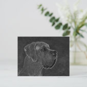 Great Dane kop houtskool tekening Briefkaart (Staand voorkant)