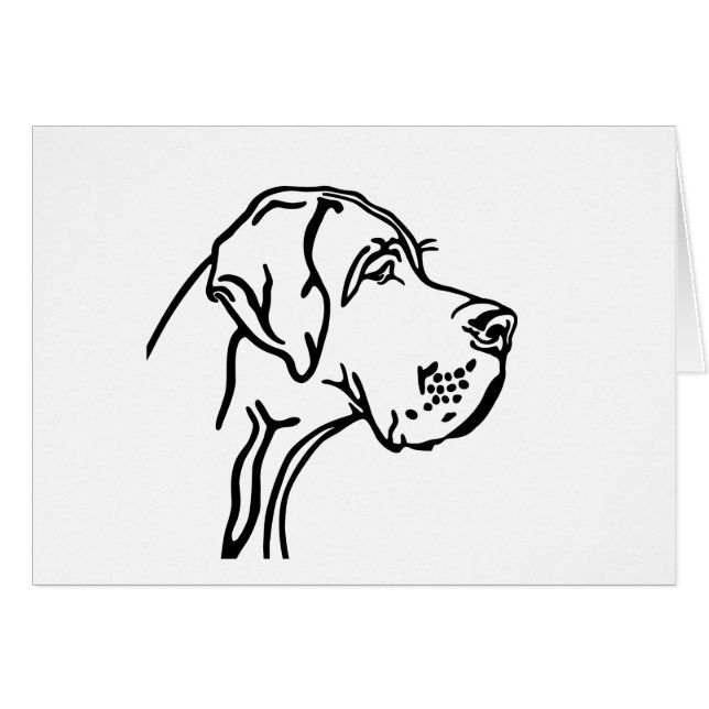 Great Dane Kop Silhouet – Moderne Lijnkunst voor D (Voorkant Horizontaal)