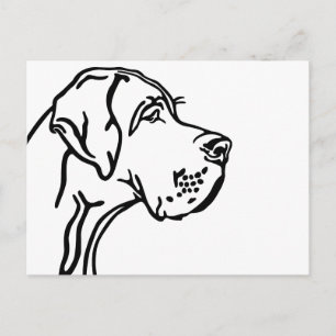 Great dane kop tekening briefkaart