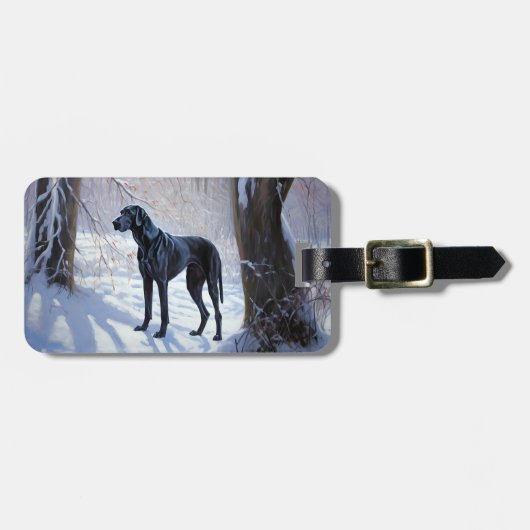 Great Dane Laat het Sneeuwen Kerstmis Bagagelabel (Voorkant horizontaal)