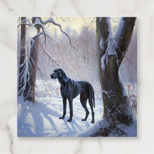 Great Dane Laat het Sneeuwen Kerstmis Bedankjes Labels (Voorkant)