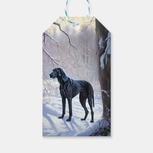 Great Dane Laat het Sneeuwen Kerstmis Cadeaulabel (Voorkant)