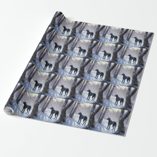 Great Dane Laat het Sneeuwen Kerstmis Cadeaupapier (Uitgerold)