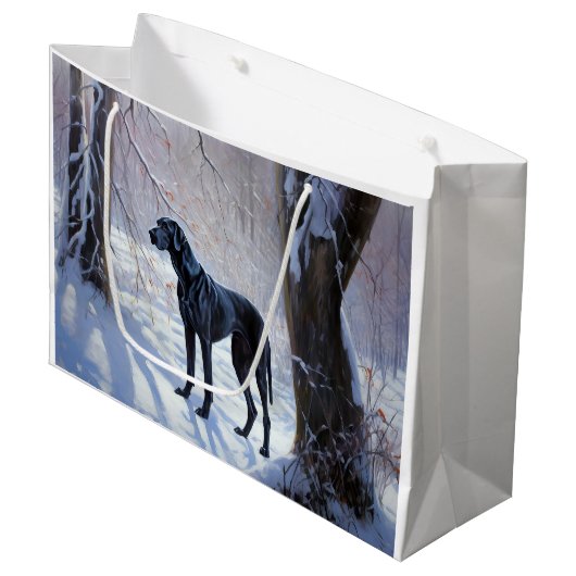 Great Dane Laat het Sneeuwen Kerstmis Groot Cadeauzakje (Voorkant Gekanteld)