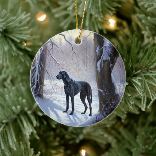 Great Dane Laat het Sneeuwen Kerstmis Keramisch Ornament (Boom)