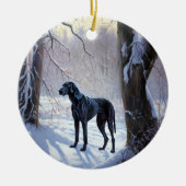 Great Dane Laat het Sneeuwen Kerstmis Keramisch Ornament (Voorkant)