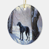 Great Dane Laat het Sneeuwen Kerstmis Keramisch Ornament (Links)