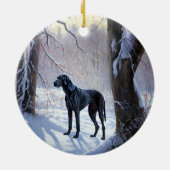 Great Dane Laat het Sneeuwen Kerstmis Keramisch Ornament (Achterkant)