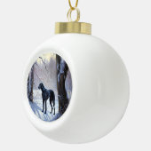 Great Dane Laat het Sneeuwen Kerstmis Keramische Bal Ornament (Rechts)