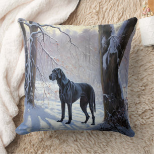 Great Dane Laat het Sneeuwen Kerstmis Kussen