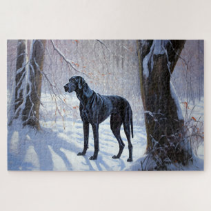 Great Dane Laat het Sneeuwen Kerstmis Legpuzzel