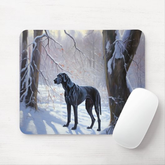 Great Dane Laat het Sneeuwen Kerstmis Muismat (Met muis)
