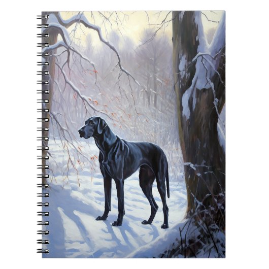 Great Dane Laat het Sneeuwen Kerstmis Notitieboek (Voorkant)