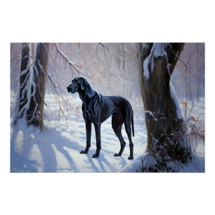 Great Dane Laat het Sneeuwen Kerstmis Perfect Poster
