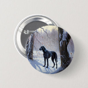 Great Dane Laat het Sneeuwen Kerstmis Ronde Button 5,7 Cm